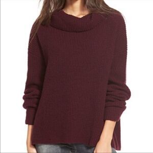 Free People Sidewinder Maroon Waffle Knit Turtleneck Sweater! ❤️